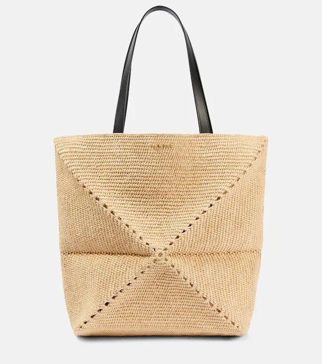 Paula's Ibiza Puzzle Fold XL raffia tote bag