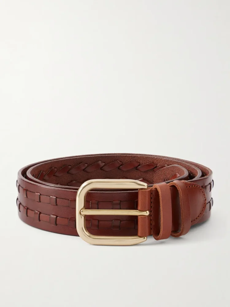 3.5cm Woven Leather Belt
