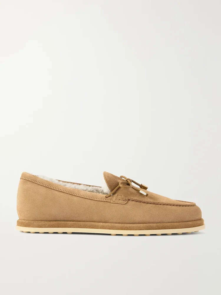 Gommino shearling suede loafers
