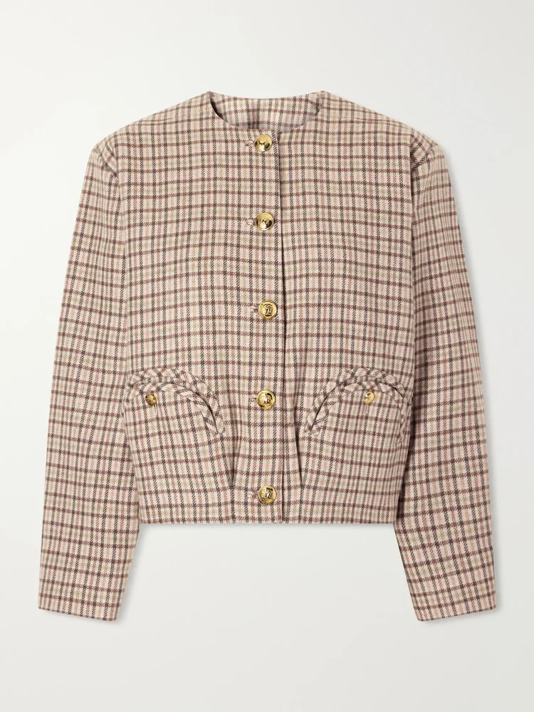 Altai checked wool and cashmere-blend jacket