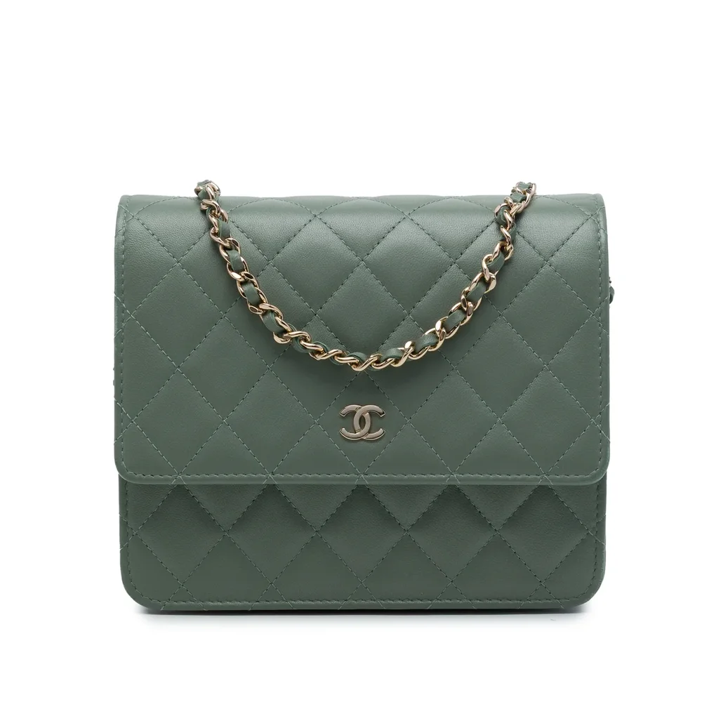Chanel Square Wallet on Chain Quilted Caviar