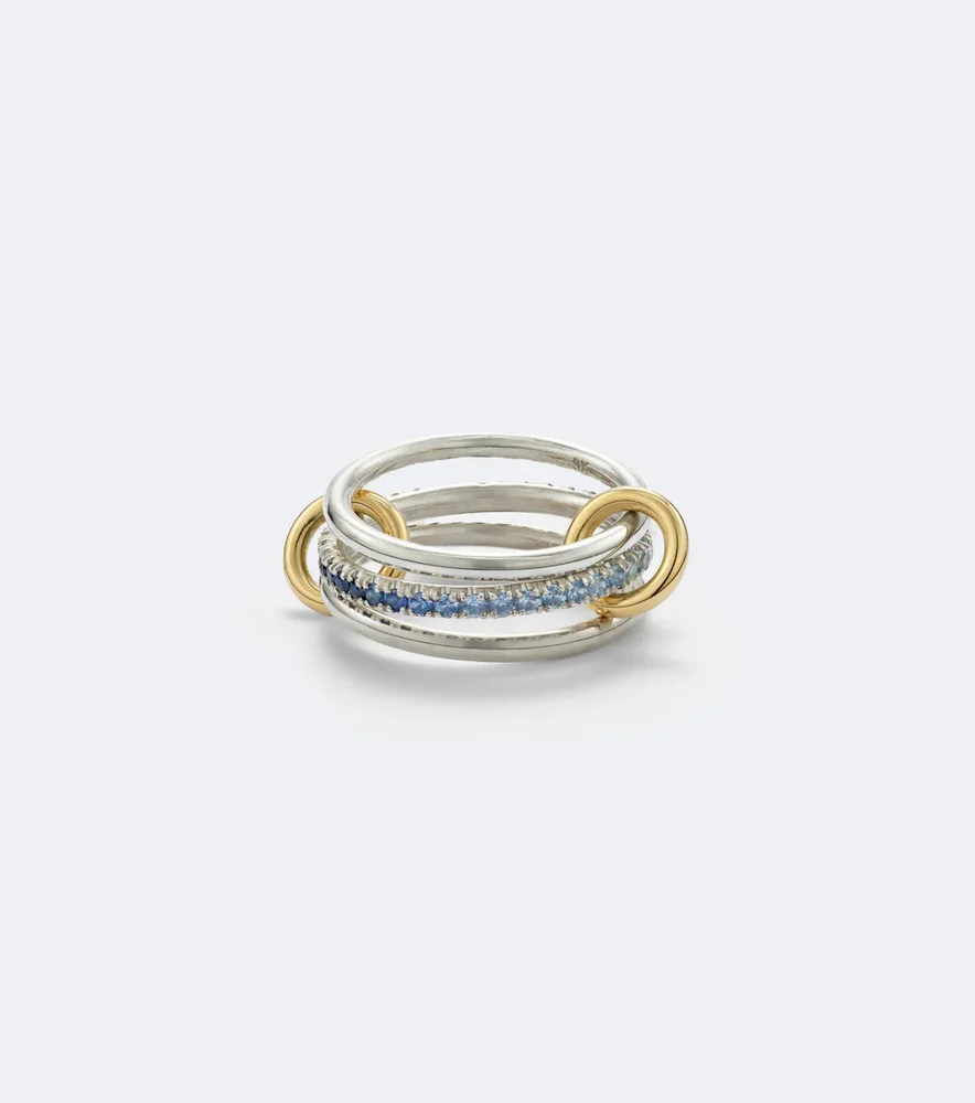 Tigris sterling silver and 18kt gold ring with sapphires