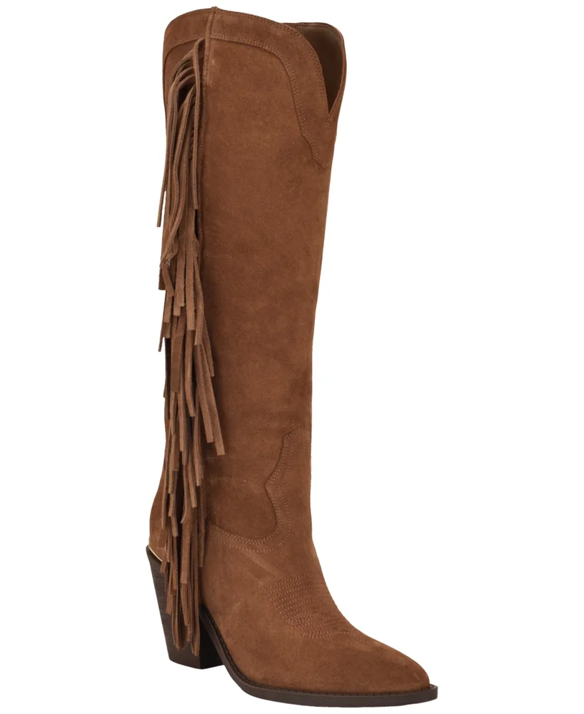 Sashle Western Fringe Knee High Heeled Boot