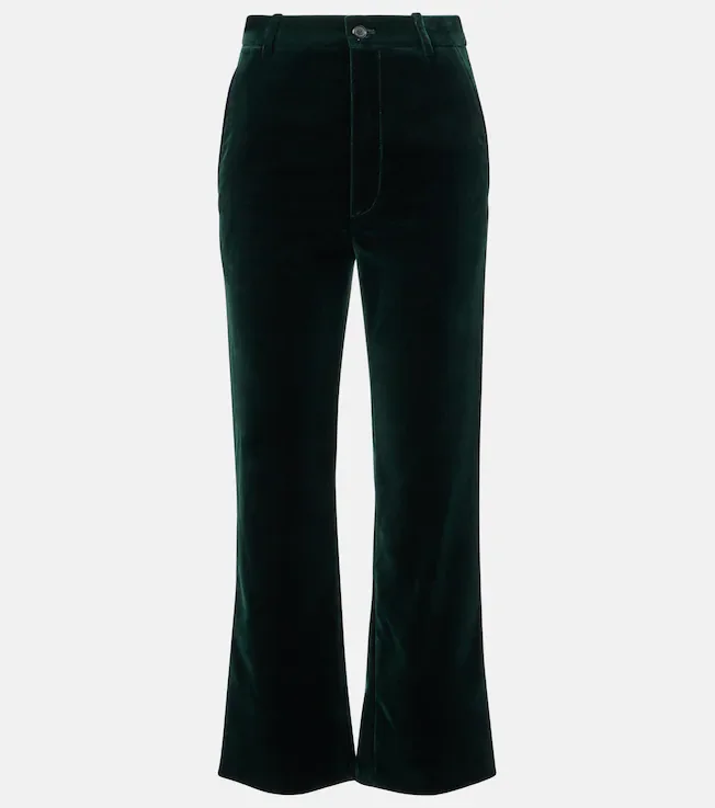Cotton velvet straight pants