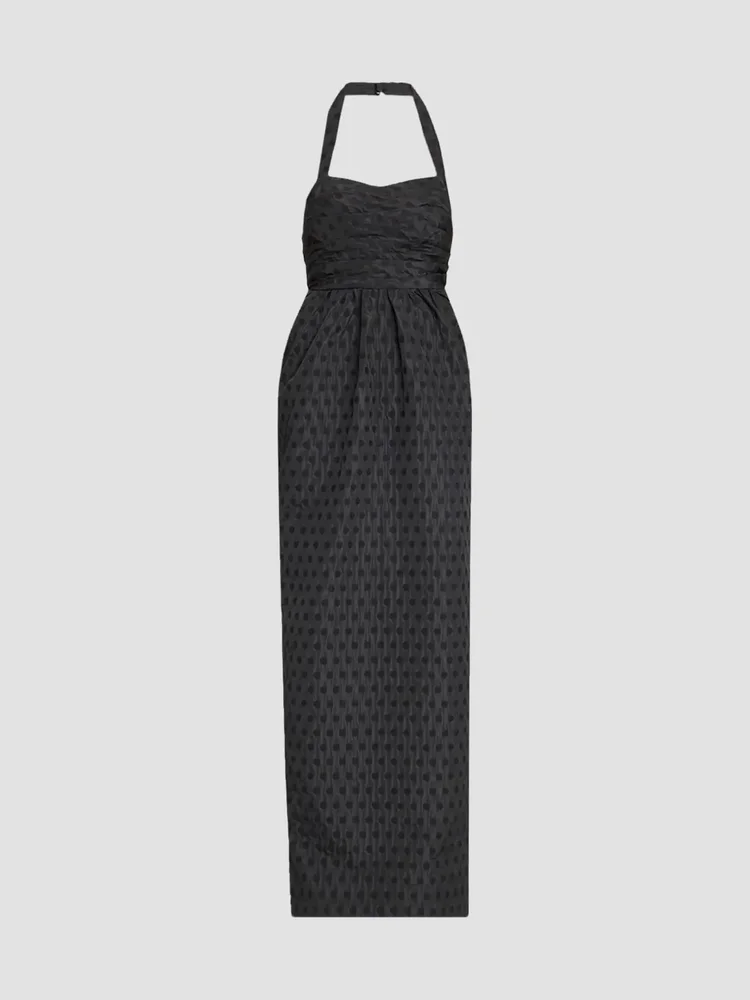 Janelle Polka Dot Halter Gown