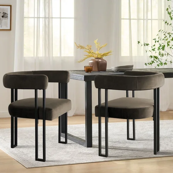 18-inch Seat Height Upholstered Velvet Kitchen Dining Armchair (Set of 2)