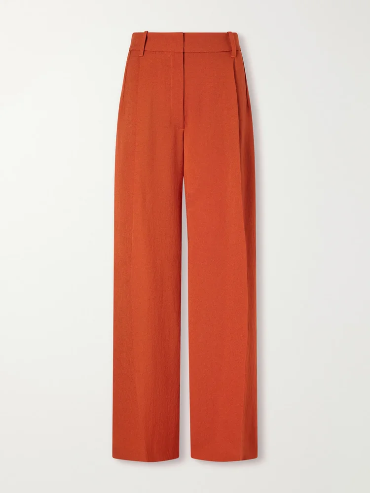 Roman high-rise crepe straight-leg pants