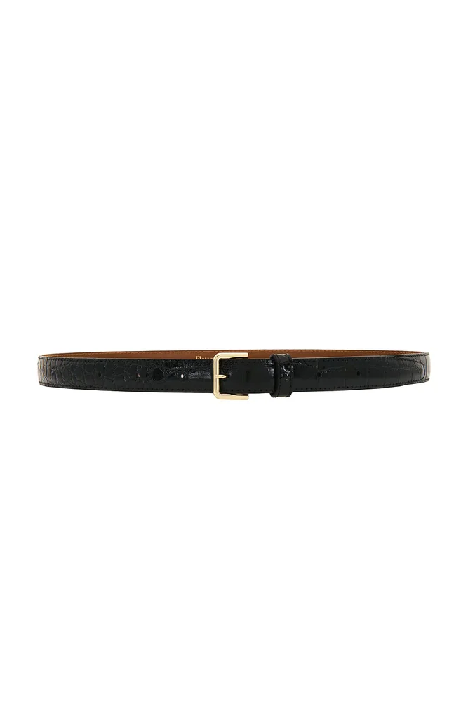 Barbara Belt in Black Croc Leather