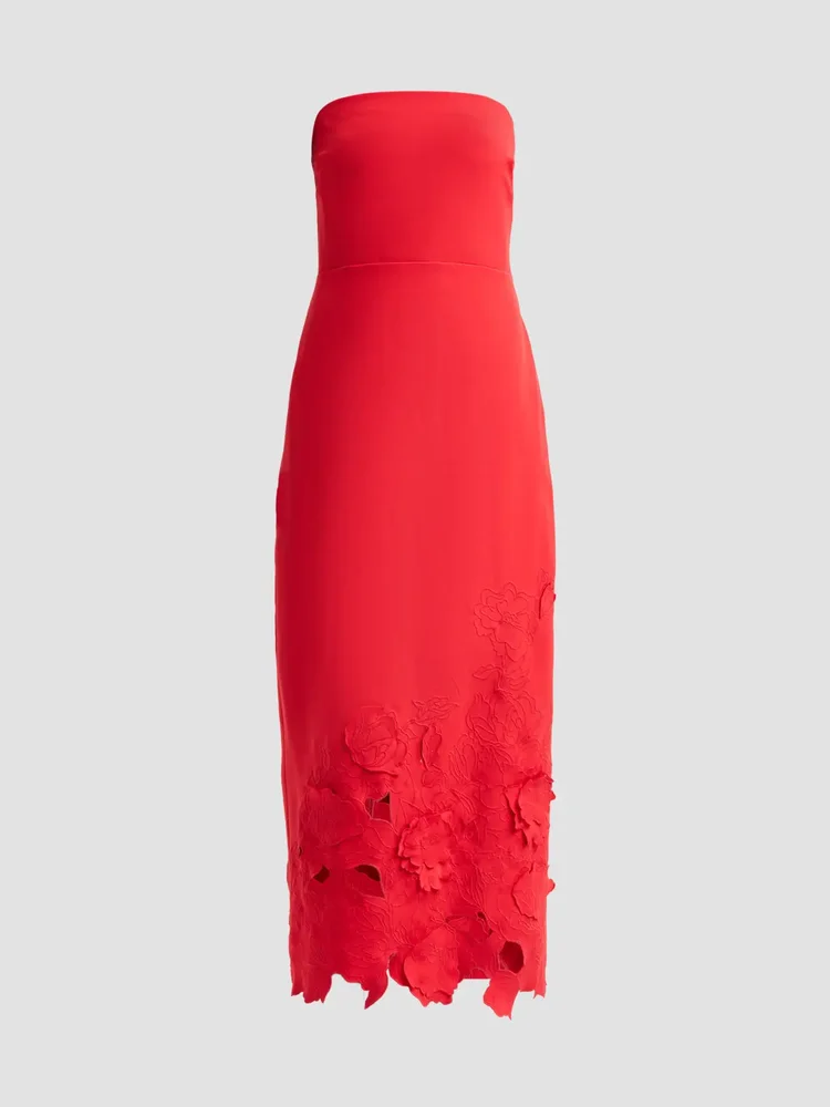 Maelle Crêpe Embroidered Midi Dress