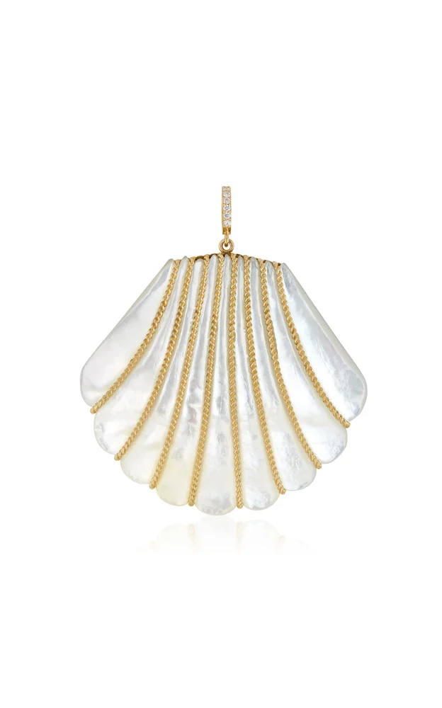 18K Yellow Gold Mother of Pearl Shell Pendant