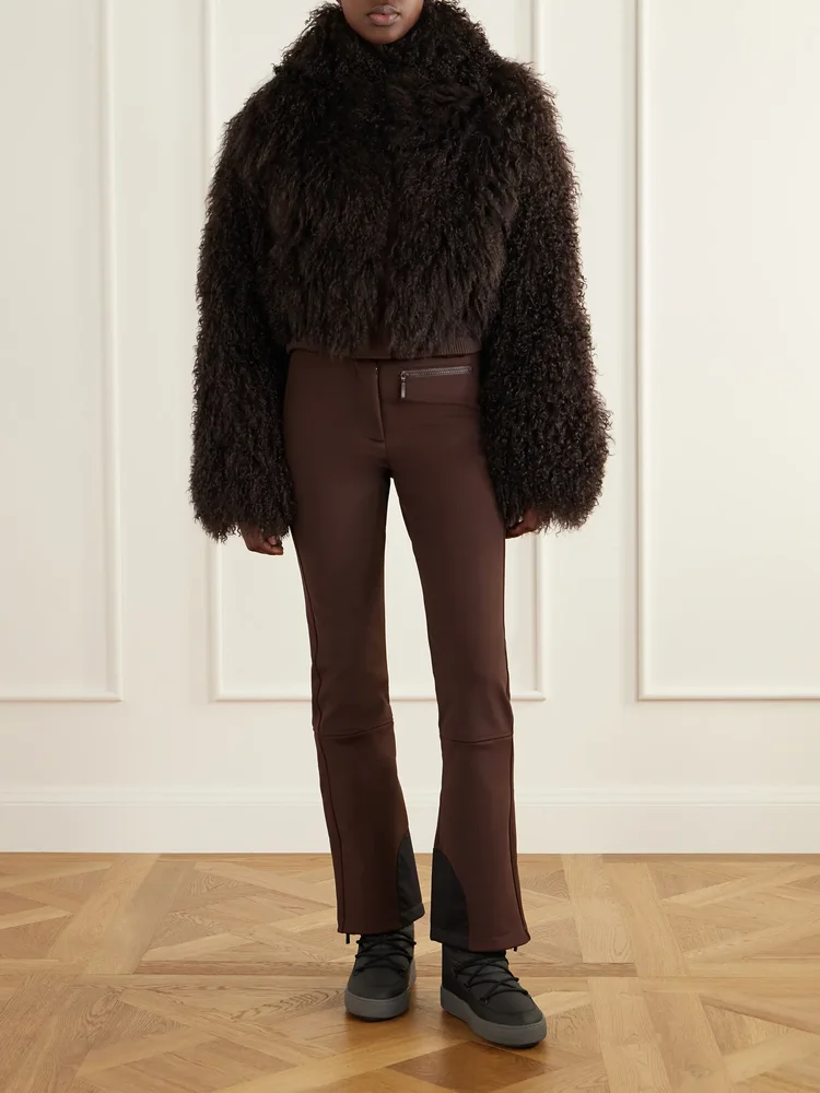 Sella belted stretch-shell bootcut ski pants
