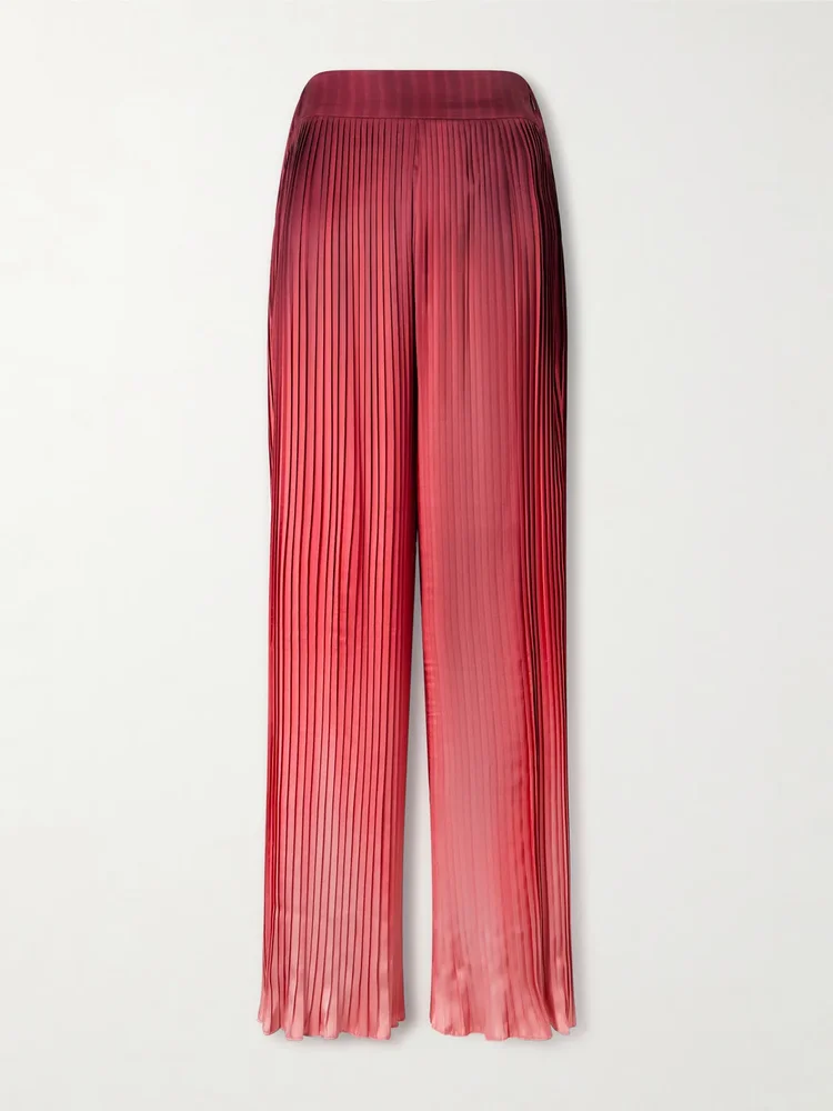 Ombré Plissé-Taffeta Wide-Leg Pants