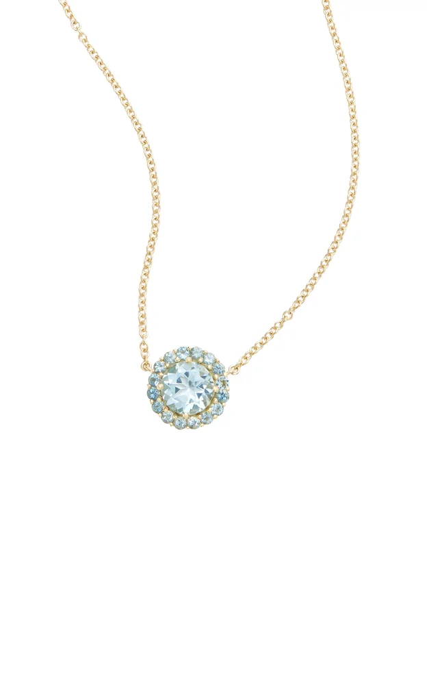 18K Yellow Gold Topaz and Aquamarine Necklace