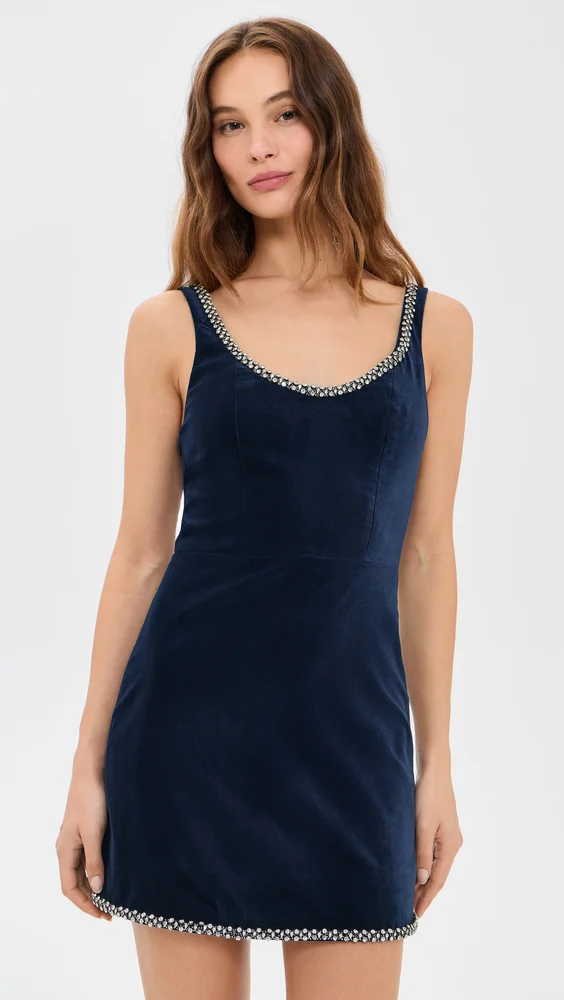 Charlotte Scoop Neck Fitted Velvet Mini Dress