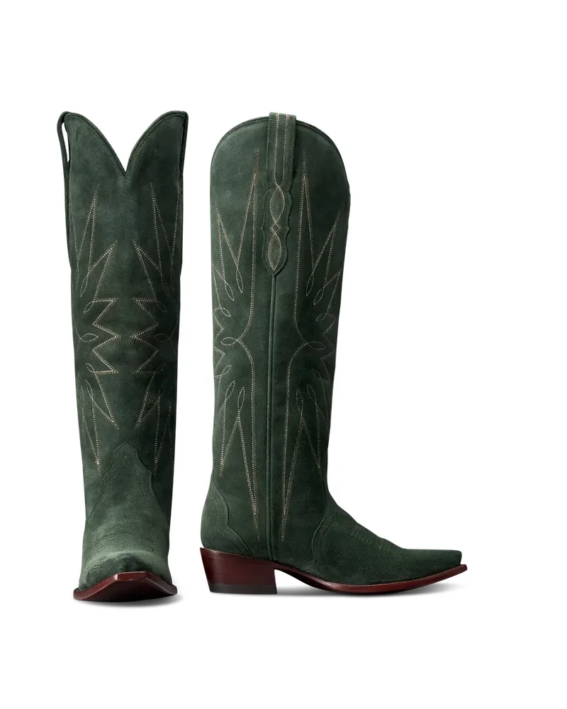 The Loretta Western Boot, Hunter Green Suede