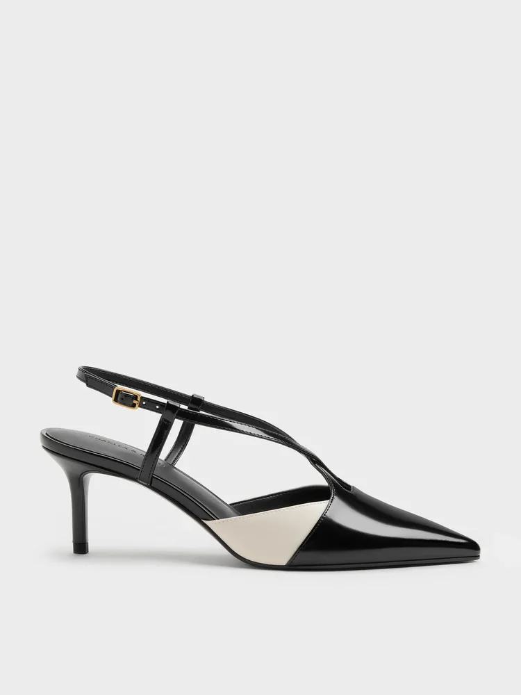 Two-Tone Pointed Slingback Pumps