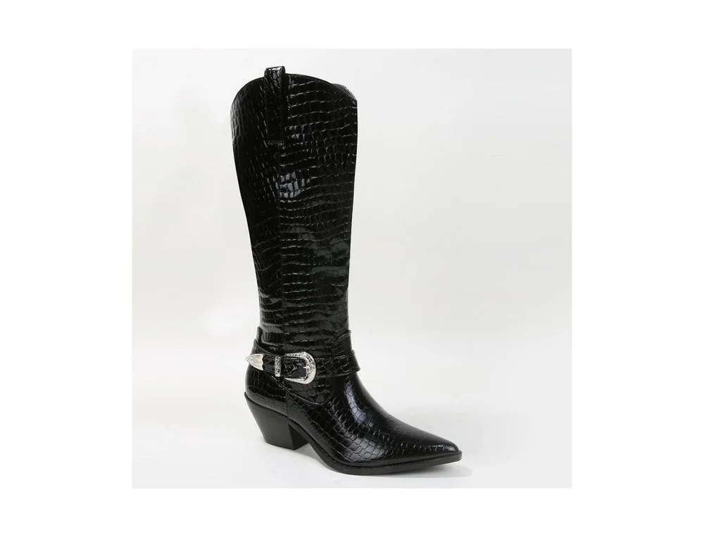 Tristen Croco-Print Western Boots
