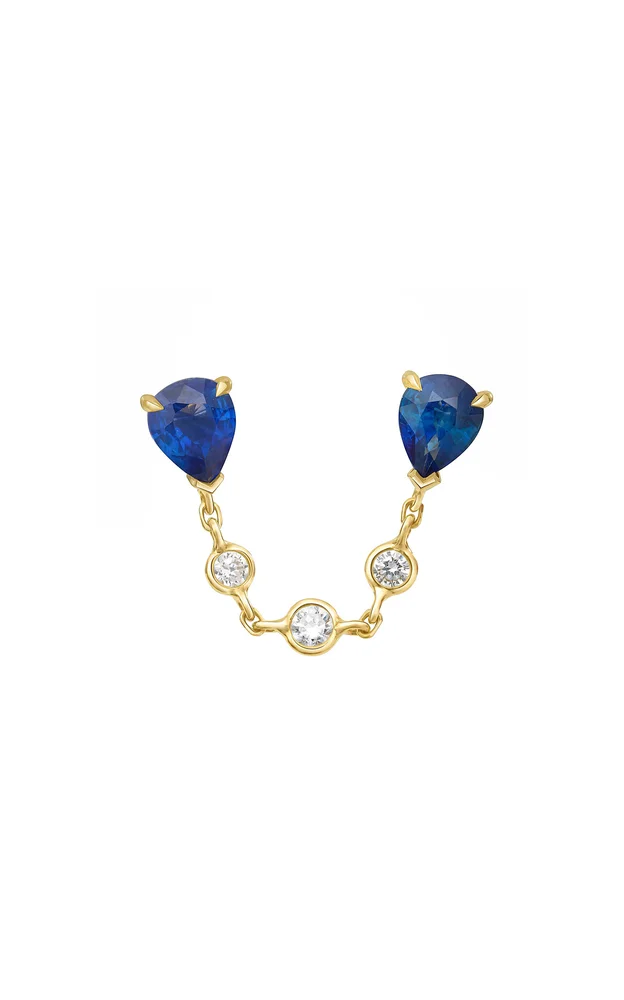 Ceylon 18K Yellow Gold Sapphire And Diamond Single Earring