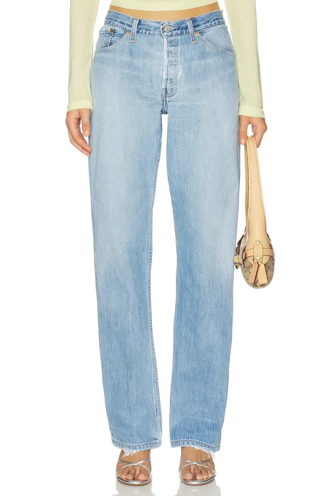 90s Low Waist Tomboy Jean in Light & Meium