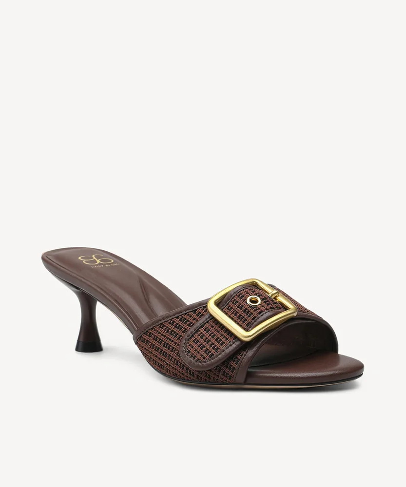 Cosyisland Buckle Grace Woven Kitten Heeled Sandal