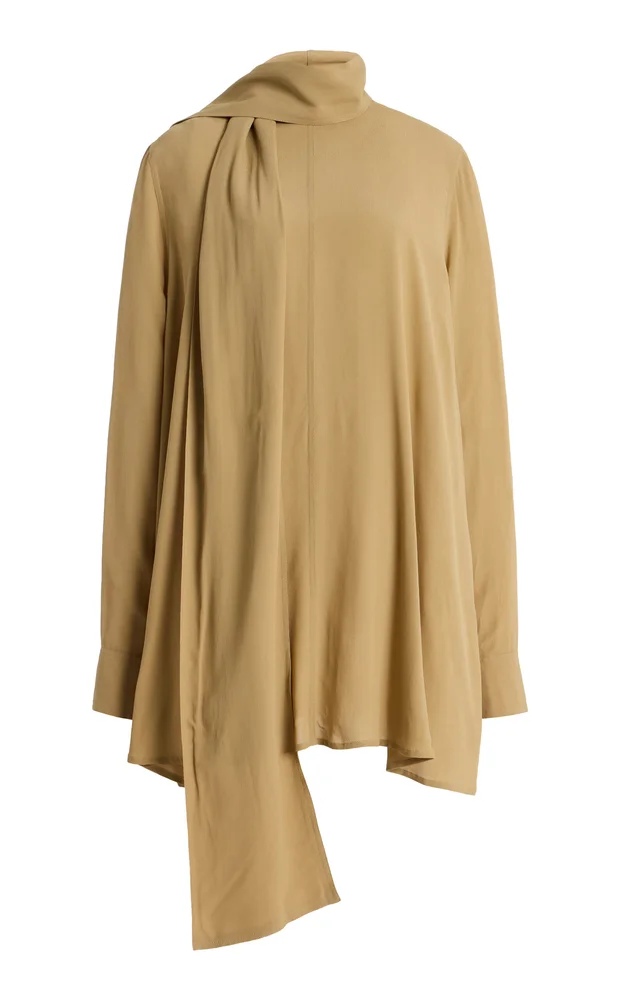 Scarf-Neck Crepe Top