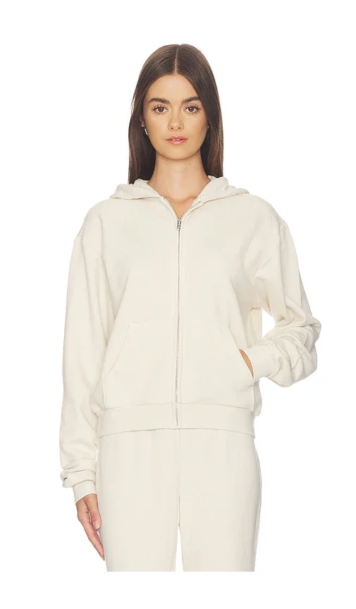 Drapey French Terry Shrunken Zip Up Hoodie