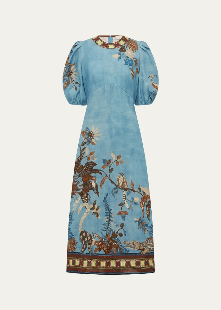 ALÉMAIS Georgie Linen Midi Dress