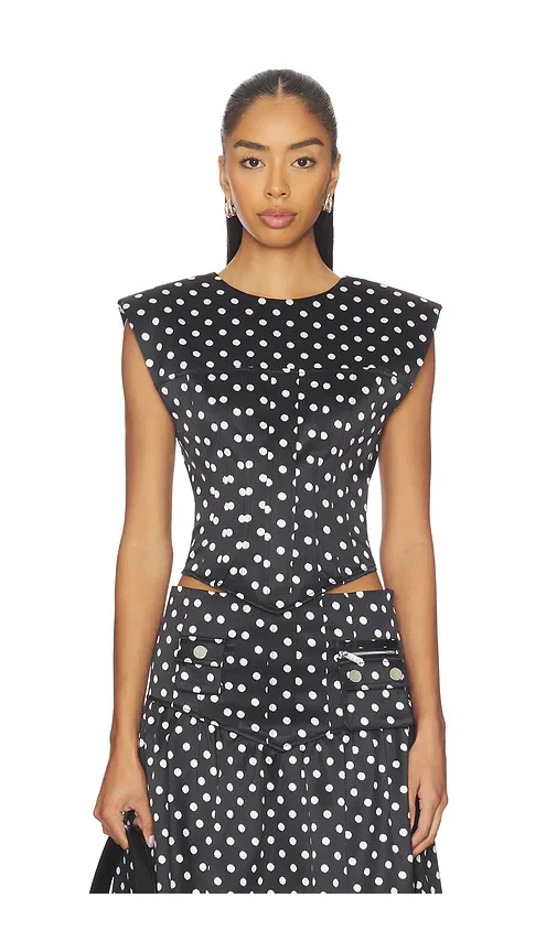 Printed Double Satin Corset Top