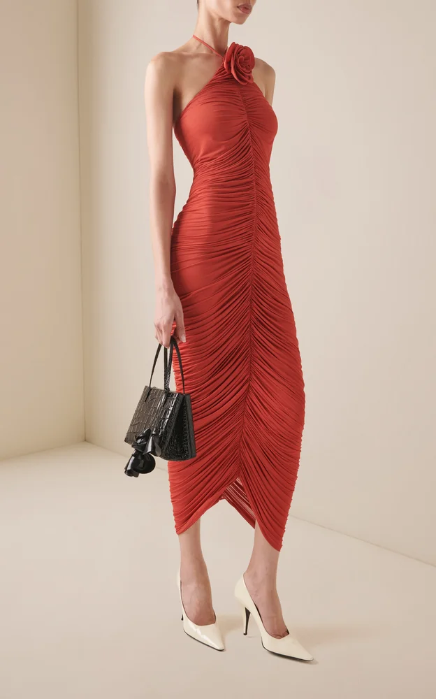 Ruched Halter Midi Dress