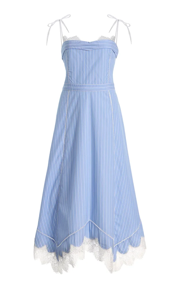 Avaleigh Lace-Trimmed Cotton Midi Dress