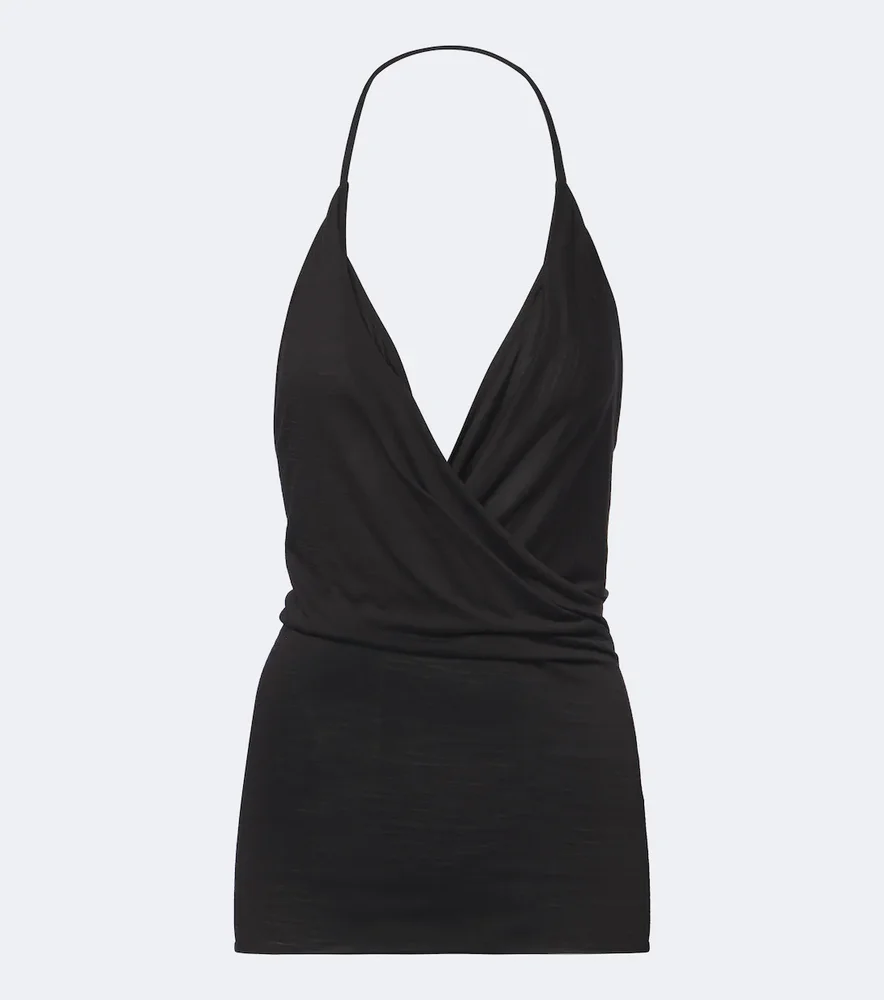 Draped wool and silk top