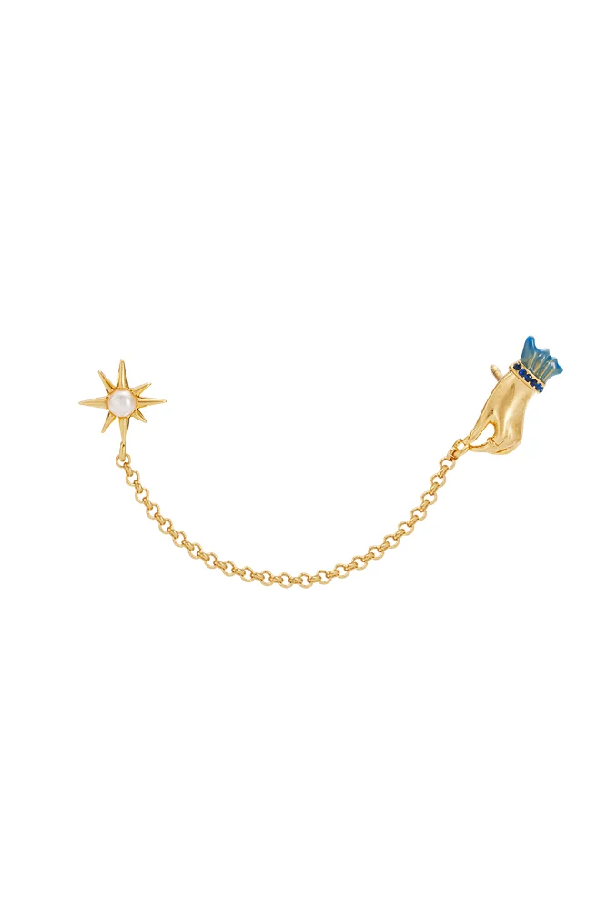 Palm Of Your Hand Pearl Chain Collar Brooch