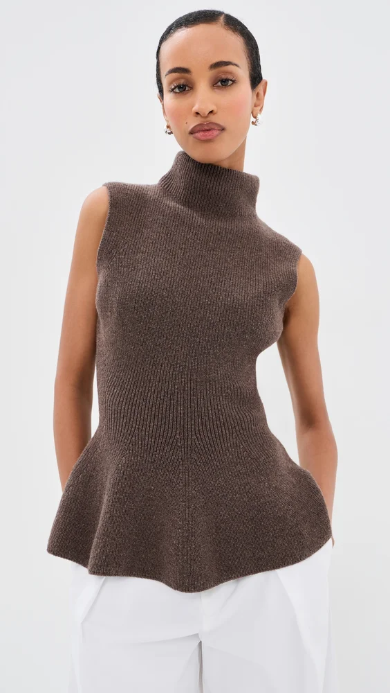 Sculptural Sleeveless Knitted Top