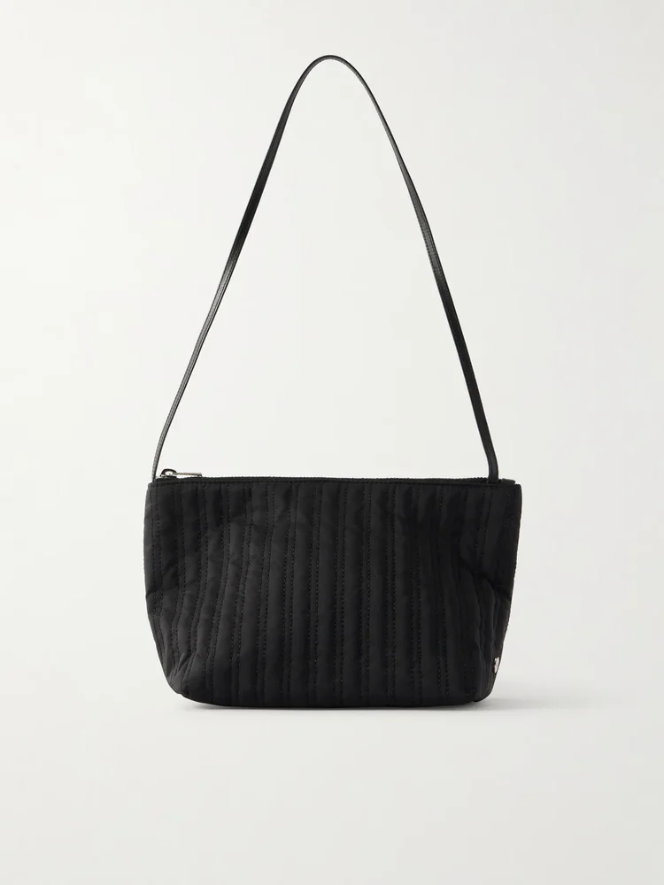 corset leather trimmed quilted satin shell shoulder bag