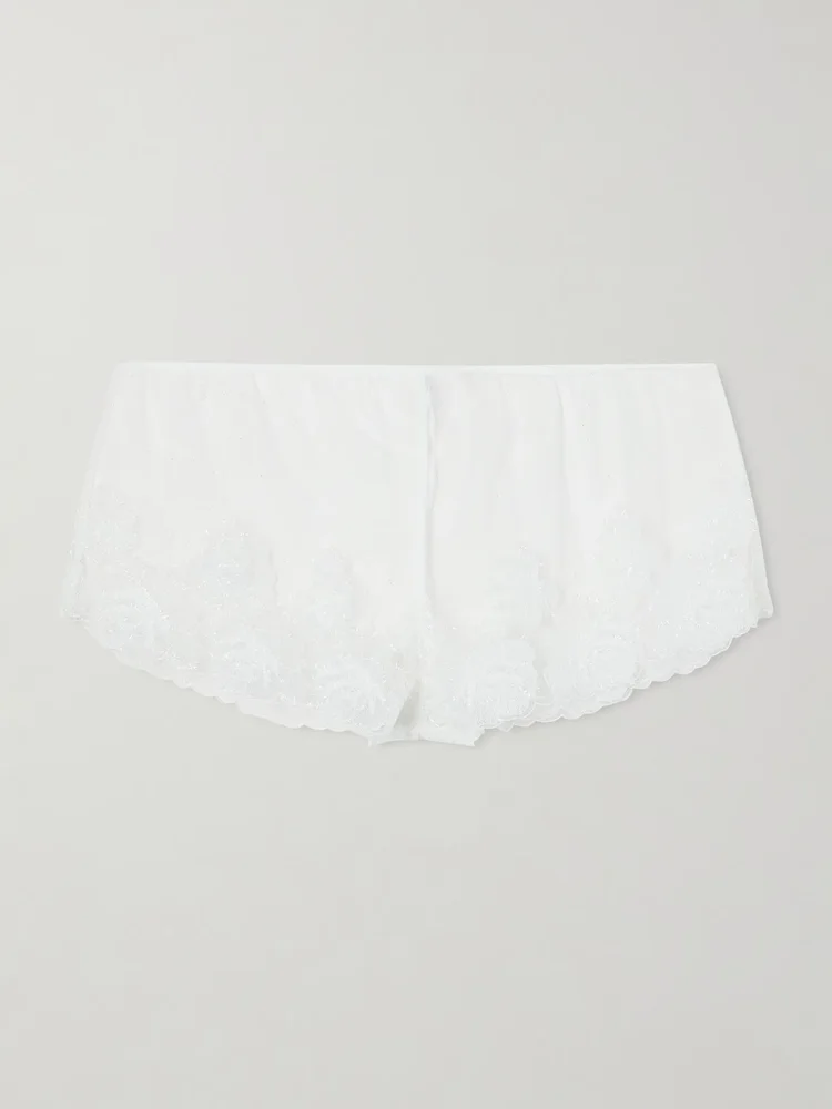 Fleur Veloutes embroidered mesh briefs