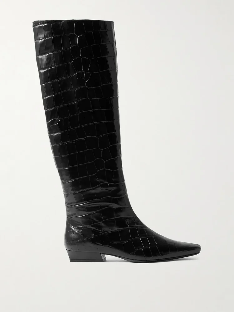 Wally croc-effect leather knee boots