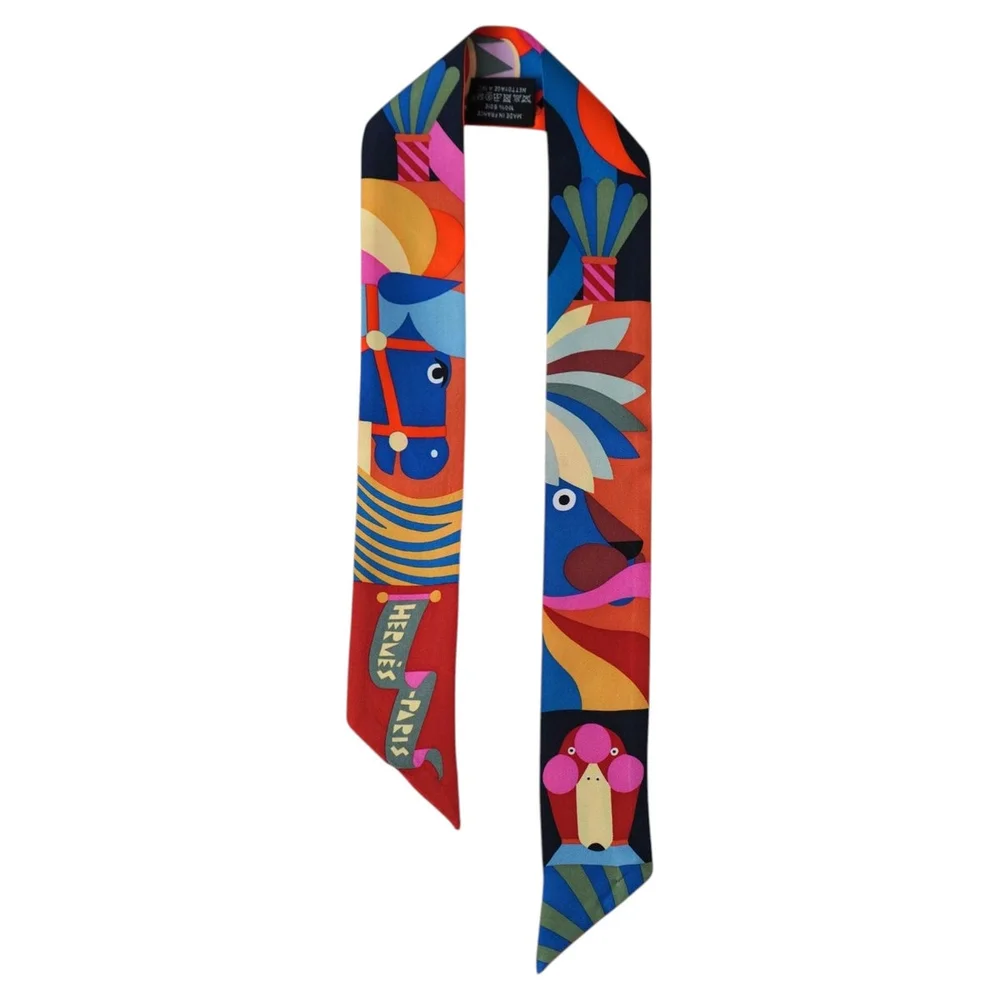 Hermès Parade en Fanfare Silk Multicolored Twilly Scarf