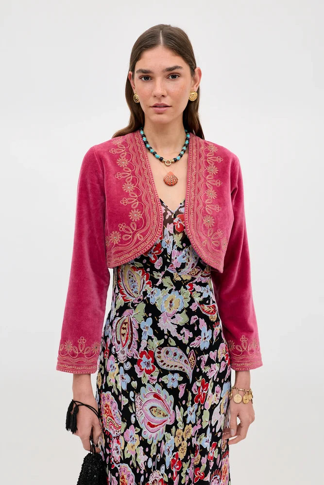 Cliona - Soutache Embroidery Magenta Pink
