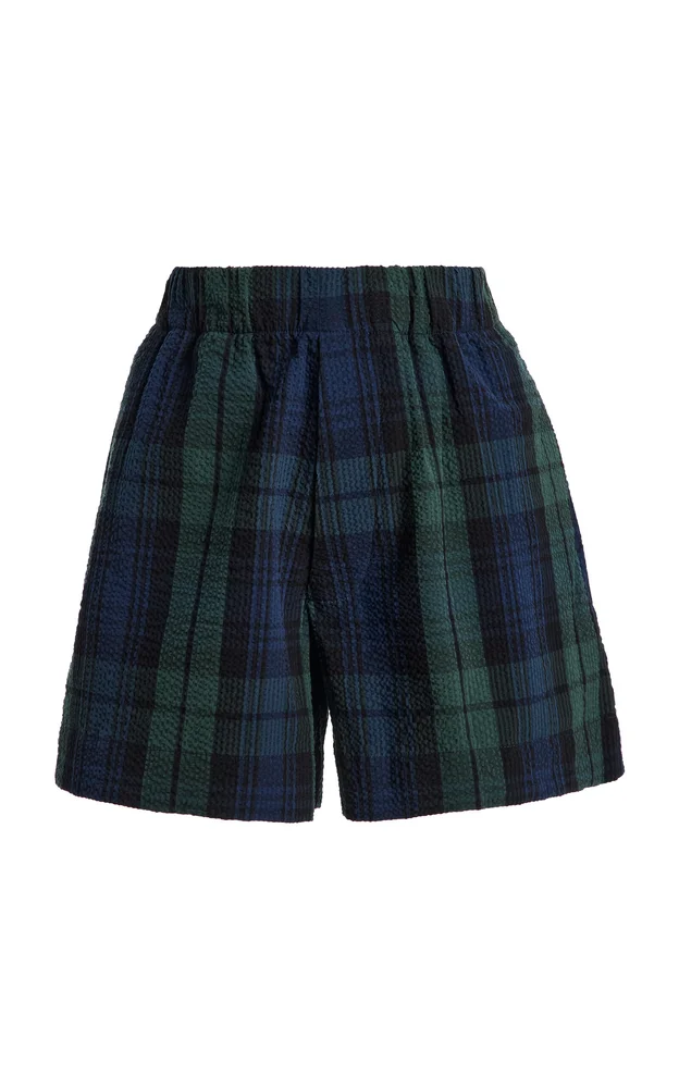 Elasticated Plaid Cotton Shorts