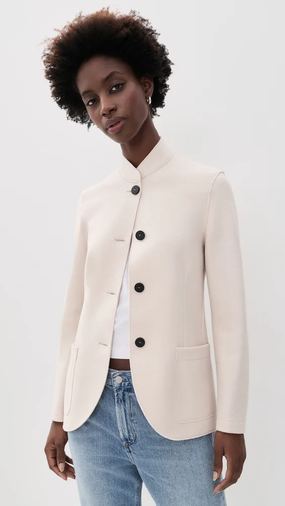 Nehru Jacket Pressed Wool Coat