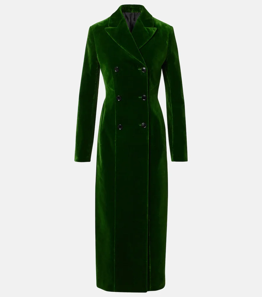Double-breasted cotton velvet coat