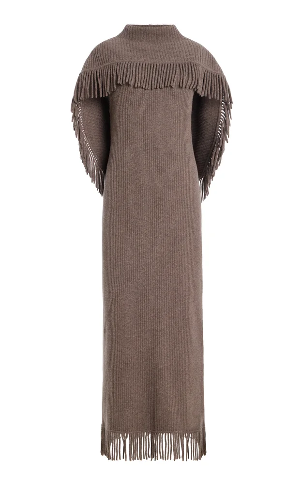 Jordan Wool-Cashmere Knit Fringe Midi Dress