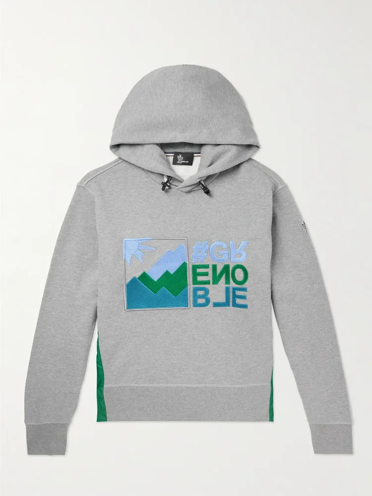 Shell-Trimmed Cotton-Jersey Hoodie