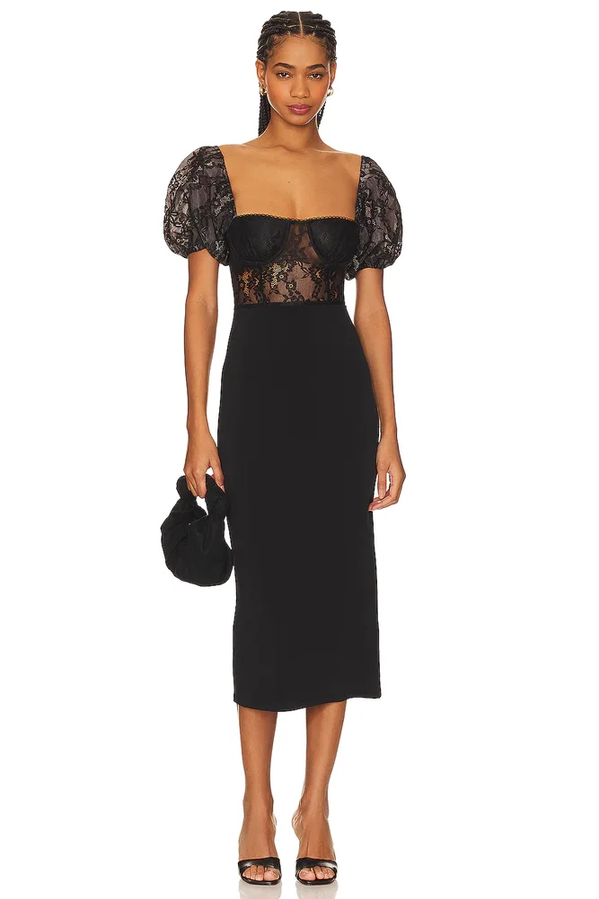 Underwire Corset Midi Lace Dress