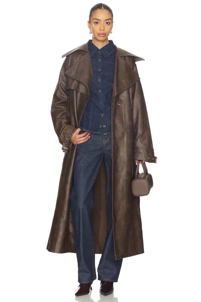 Astra Faux Leather Trench