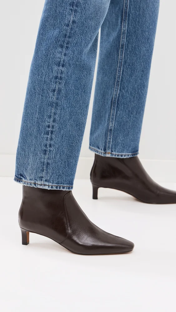 The Dimes Kitten Heel Boot In Crinkle Leather