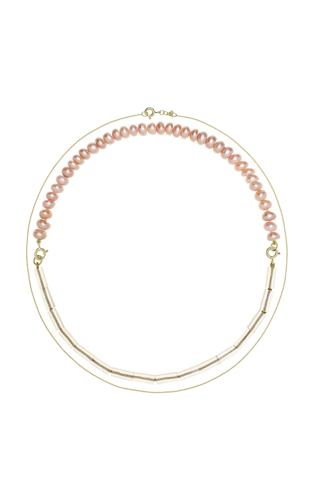 Princesa Kit 18K Yellow Gold Green Amethyst Onion Pearl Necklace