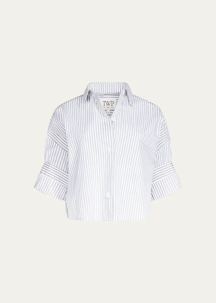 Next Ex Striped Cropped Shirt
