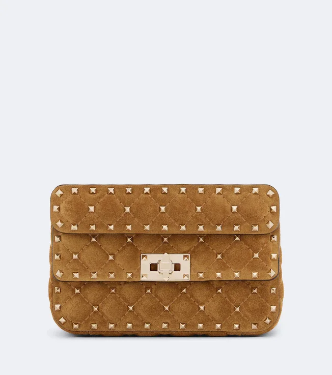 Rockstud Spike Small suede top-handle bag