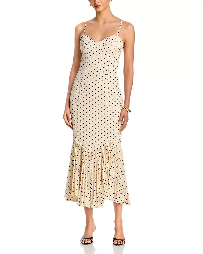 Polka Dot Pleated Hem Midi Dress - Exclusive